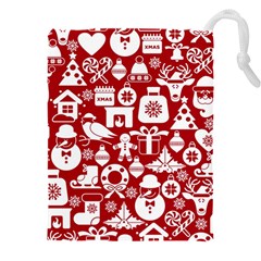 Christmas Seamless Pattern Icons Drawstring Pouch (5xl) by Vaneshart