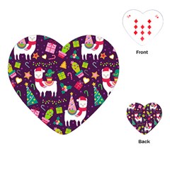 Colorful Funny Christmas Pattern Playing Cards Single Design (heart) by Vaneshart