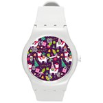 Colorful Funny Christmas Pattern Round Plastic Sport Watch (M) Front