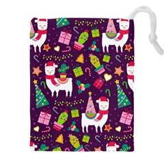 Colorful Funny Christmas Pattern Drawstring Pouch (4xl) by Vaneshart