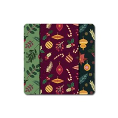 Christmas Pattern Collection Flat Design Square Magnet by Vaneshart