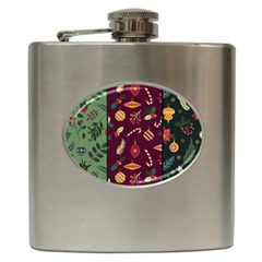 Christmas Pattern Collection Flat Design Hip Flask (6 Oz) by Vaneshart