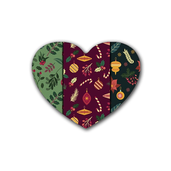 Christmas Pattern Collection Flat Design Rubber Coaster (Heart) 