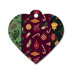 Christmas Pattern Collection Flat Design Dog Tag Heart (one Side) by Vaneshart