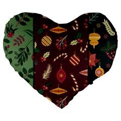 Christmas Pattern Collection Flat Design Large 19  Premium Heart Shape Cushions by Vaneshart