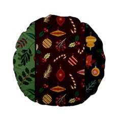 Christmas Pattern Collection Flat Design Standard 15  Premium Flano Round Cushions by Vaneshart