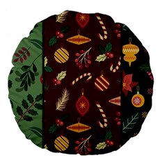 Christmas Pattern Collection Flat Design Large 18  Premium Flano Round Cushions by Vaneshart