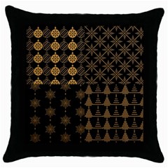 Golden Christmas Pattern Collection Throw Pillow Case (black) by Vaneshart