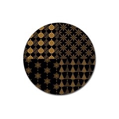 Golden Christmas Pattern Collection Magnet 3  (round) by Vaneshart