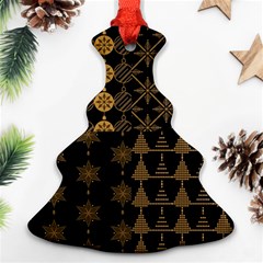 Golden Christmas Pattern Collection Christmas Tree Ornament (two Sides) by Vaneshart