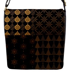 Golden Christmas Pattern Collection Flap Closure Messenger Bag (s) by Vaneshart