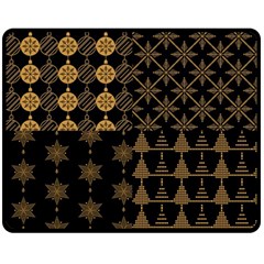 Golden Christmas Pattern Collection Double Sided Fleece Blanket (medium)  by Vaneshart