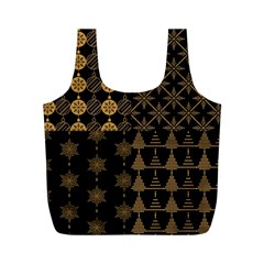 Golden Christmas Pattern Collection Full Print Recycle Bag (m) by Vaneshart