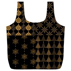 Golden Christmas Pattern Collection Full Print Recycle Bag (xl) by Vaneshart