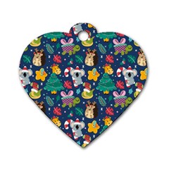 Colorful Funny Christmas Pattern Dog Tag Heart (two Sides) by Vaneshart