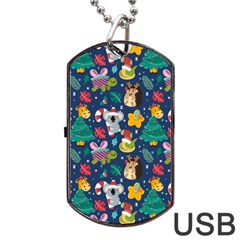 Colorful Funny Christmas Pattern Dog Tag Usb Flash (one Side) by Vaneshart