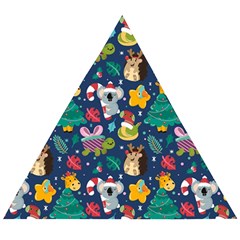 Colorful Funny Christmas Pattern Wooden Puzzle Triangle by Vaneshart