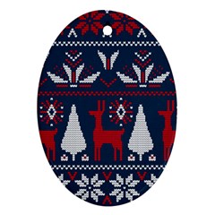 Knitted Christmas Pattern Ornament (oval) by Vaneshart