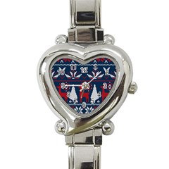 Knitted Christmas Pattern Heart Italian Charm Watch by Vaneshart