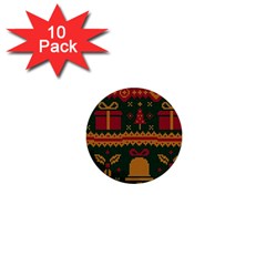 Knitted Christmas Pattern 1  Mini Buttons (10 Pack)  by Vaneshart