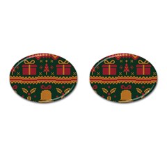 Knitted Christmas Pattern Cufflinks (oval) by Vaneshart