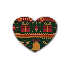 Knitted Christmas Pattern Heart Coaster (4 Pack)  by Vaneshart