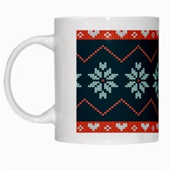 Beautiful Knitted Christmas Pattern White Mugs by Vaneshart