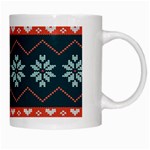 Beautiful Knitted Christmas Pattern White Mugs Right