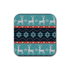 Beautiful Knitted Christmas Pattern Rubber Coaster (square) 