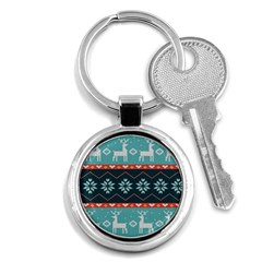 Beautiful Knitted Christmas Pattern Key Chain (round) by Vaneshart