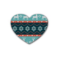 Beautiful Knitted Christmas Pattern Heart Coaster (4 Pack)  by Vaneshart