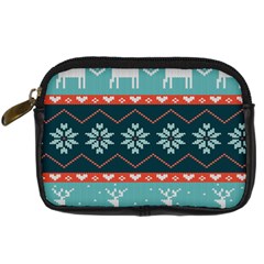 Beautiful Knitted Christmas Pattern Digital Camera Leather Case by Vaneshart