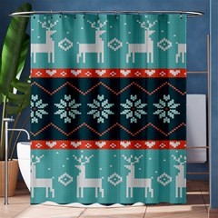 Beautiful Knitted Christmas Pattern Shower Curtain 60  X 72  (medium)  by Vaneshart