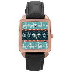 Beautiful Knitted Christmas Pattern Rose Gold Leather Watch  by Vaneshart