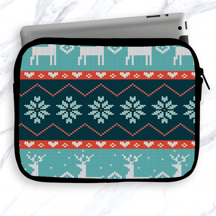 Beautiful Knitted Christmas Pattern Apple iPad 2/3/4 Zipper Cases