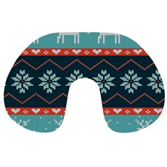 Beautiful Knitted Christmas Pattern Travel Neck Pillow by Vaneshart