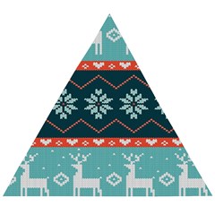 Beautiful Knitted Christmas Pattern Wooden Puzzle Triangle by Vaneshart