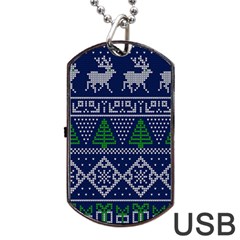 Beautiful Knitted Christmas Pattern Dog Tag Usb Flash (one Side) by Vaneshart