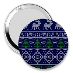 Beautiful Knitted Christmas Pattern 3  Handbag Mirrors by Vaneshart