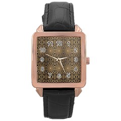 Luxury Ornamental Mandala Design Background Rose Gold Leather Watch  by Vaneshart