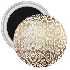 White And Gold Snakeskin 3  Magnets by mccallacoulture