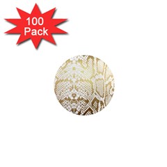 White And Gold Snakeskin 1  Mini Magnets (100 Pack)  by mccallacoulture