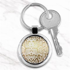 White And Gold Snakeskin Key Chain (round) by mccallacoulture