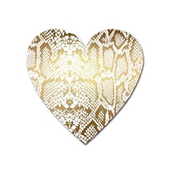 White And Gold Snakeskin Heart Magnet by mccallacoulture