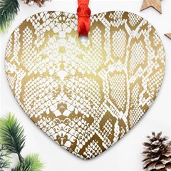 White And Gold Snakeskin Heart Ornament (two Sides) by mccallacoulture