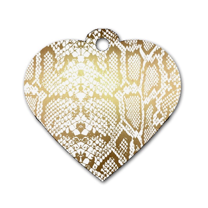 White and Gold Snakeskin Dog Tag Heart (Two Sides)