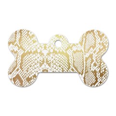 White And Gold Snakeskin Dog Tag Bone (one Side) by mccallacoulture