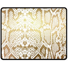 White And Gold Snakeskin Fleece Blanket (medium)  by mccallacoulture