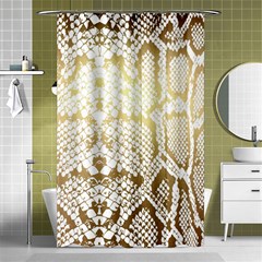 White And Gold Snakeskin Shower Curtain 48  X 72  (small)  by mccallacoulture