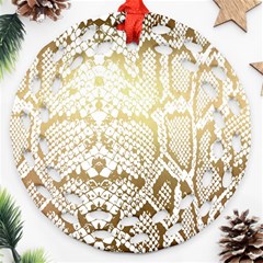 White And Gold Snakeskin Ornament (round Filigree)